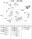 Starter Motor 08Kw Red Label Diagram and Parts List for 437447-0205-E2  Briggs and Stratton Engine